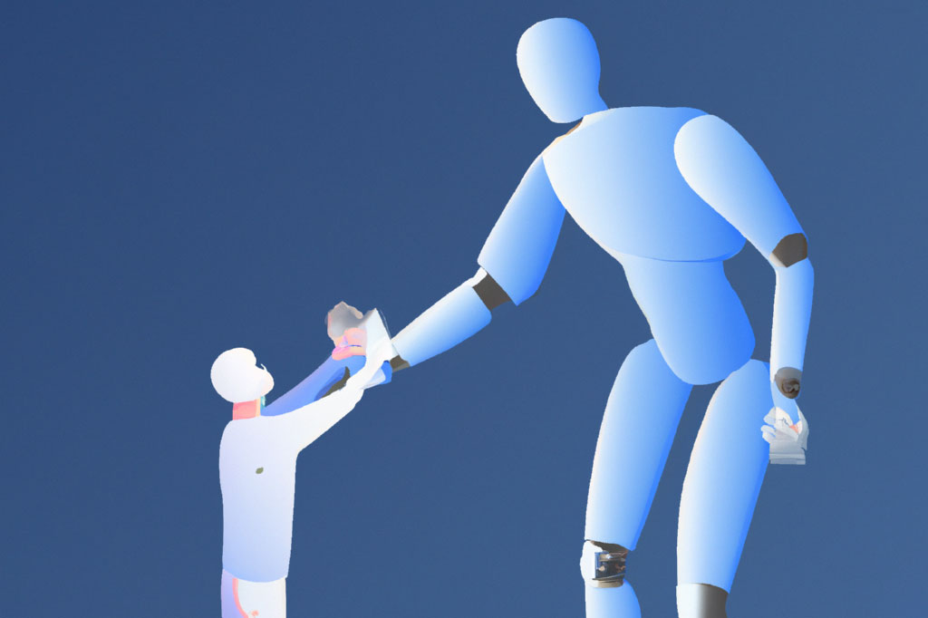 AI supporting human as created by AI