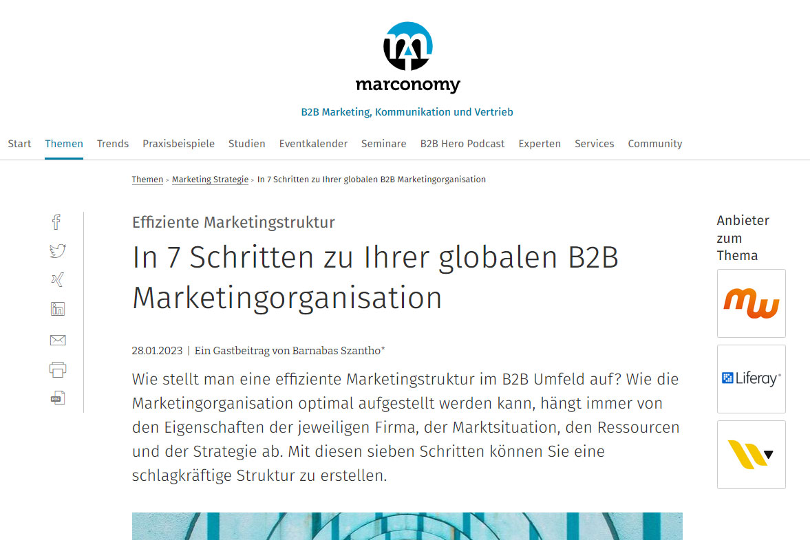 Marconomy.de Germany's leading B2B marketing portal